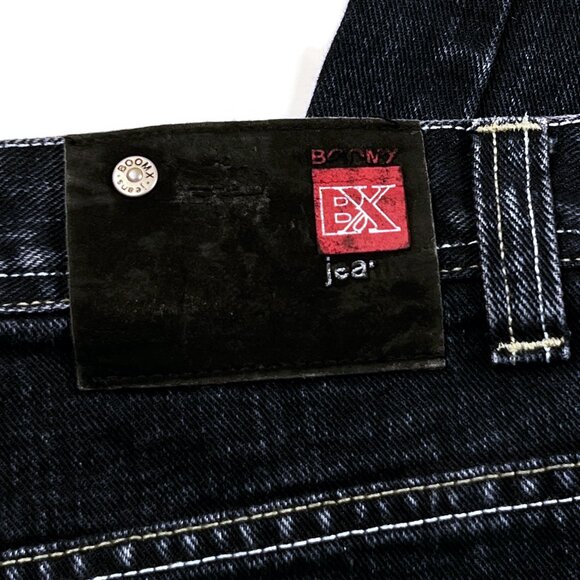 Boom X Jeans Mens 34 x 32 Baggy Wide Leg Y2K Painted Hiphop Denim Vintage 90s - Picture 9 of 14